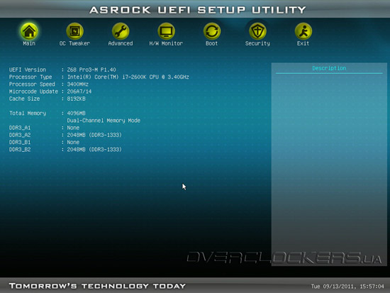 UEFI Setup ASRock Z68 Pro3-M