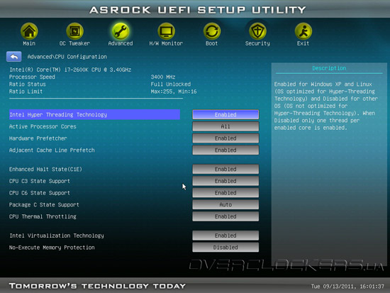 UEFI Setup ASRock Z68 Pro3-M