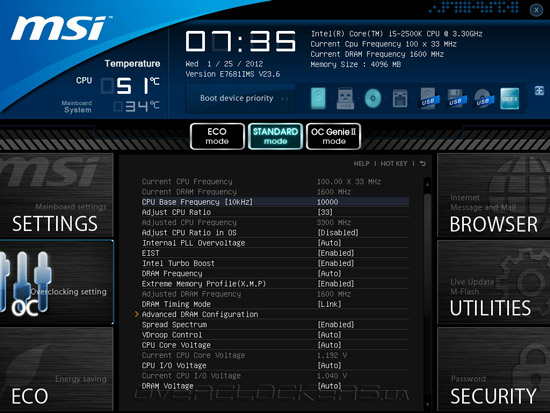 UEFI Setup MSI Z68A-GD65 (G3)