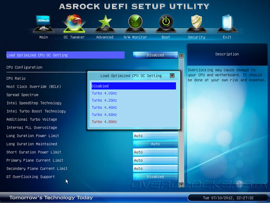 UEFI Setup ASRock Z77 Extreme6