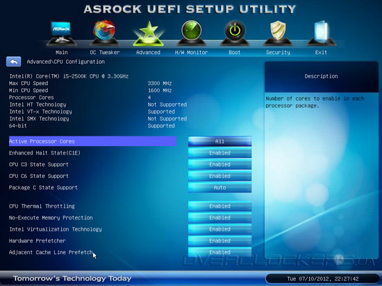 UEFI Setup ASRock Z77 Extreme6