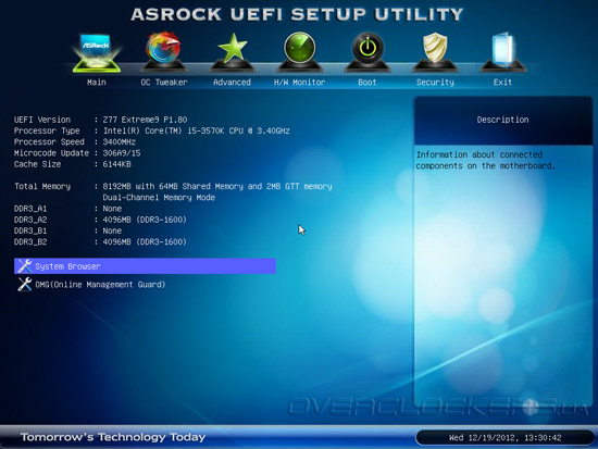 UEFI Setup ASRock Z77 Extreme9