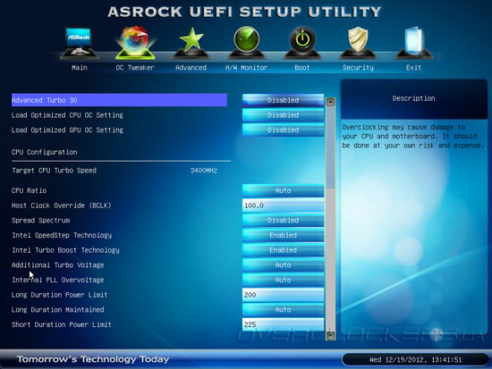 UEFI Setup ASRock Z77 Extreme9