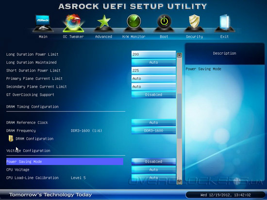 UEFI Setup ASRock Z77 Extreme9