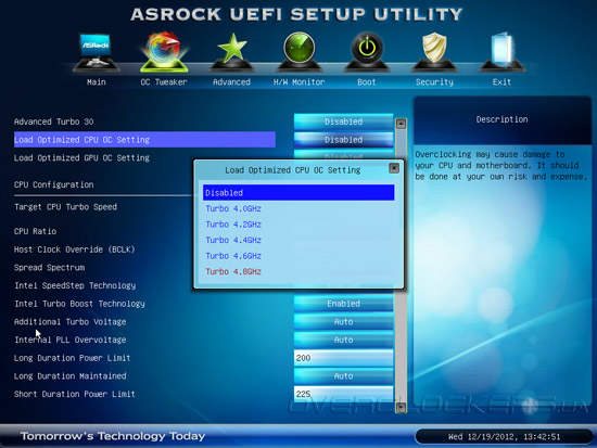 UEFI Setup ASRock Z77 Extreme9