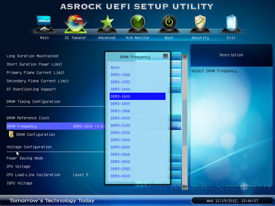 UEFI Setup ASRock Z77 Extreme9