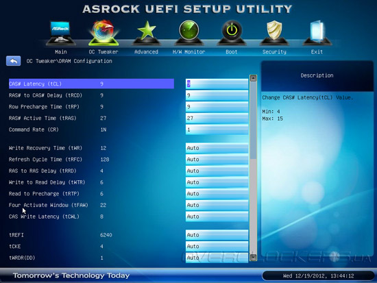 UEFI Setup ASRock Z77 Extreme9