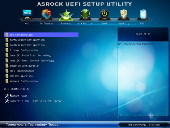 UEFI Setup ASRock Z77 Extreme9