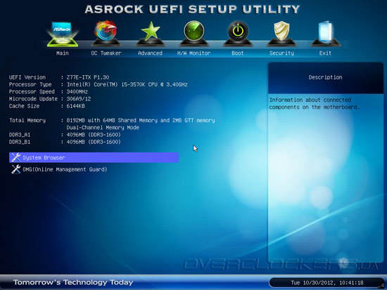 UEFI Setup ASRock Z77E-ITX