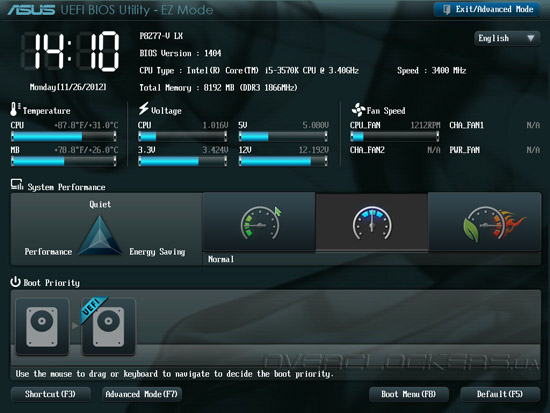 UEFI Setup ASUS P8Z77-V LX