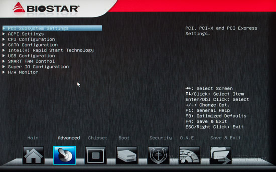 UEFI Setup Biostar TZ77XE4