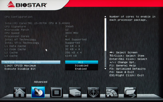 UEFI Setup Biostar TZ77XE4