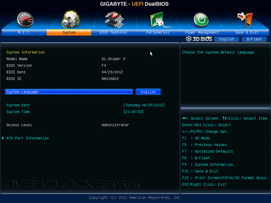 UEFI Setup Gigabyte G1.Sniper 3