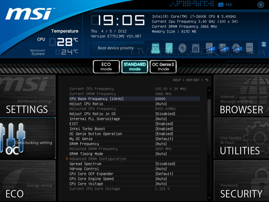 UEFI Setup MSI Z77A-GD65