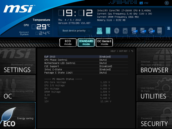 UEFI Setup MSI Z77A-GD65