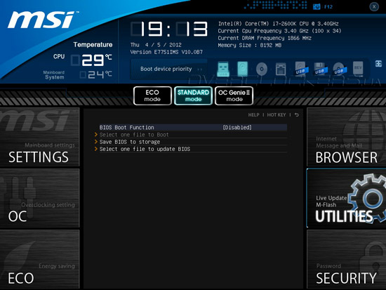 UEFI Setup MSI Z77A-GD65