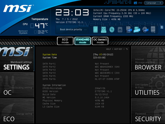 UEFI Setup MSI Z77A-GD80