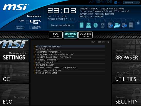 UEFI Setup MSI Z77A-GD80