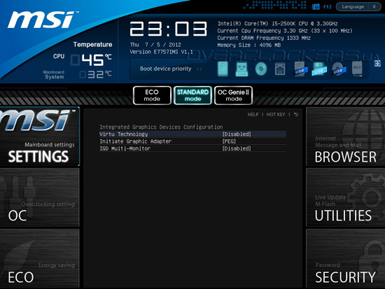 UEFI Setup MSI Z77A-GD80