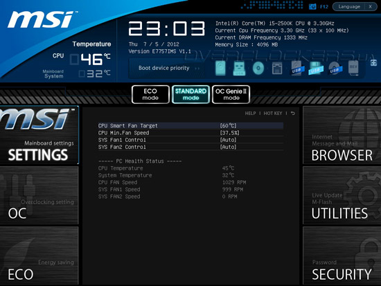 UEFI Setup MSI Z77A-GD80