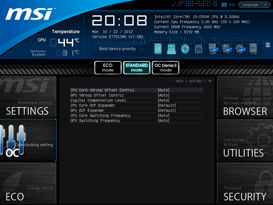 UEFI Setup MSI Z77 MPower