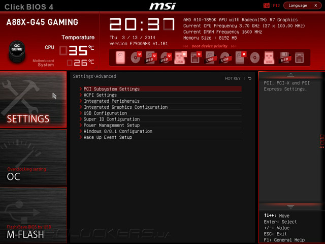 UEFI Setup MSI A88X-G45 Gaming