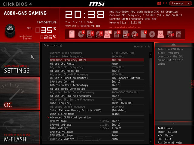 UEFI Setup MSI A88X-G45 Gaming