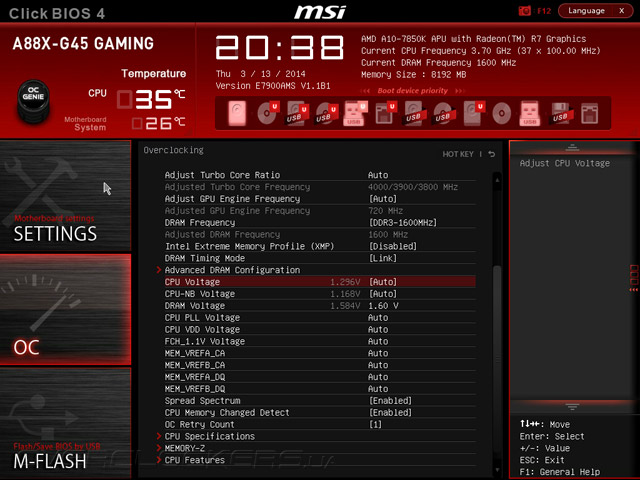 UEFI Setup MSI A88X-G45 Gaming