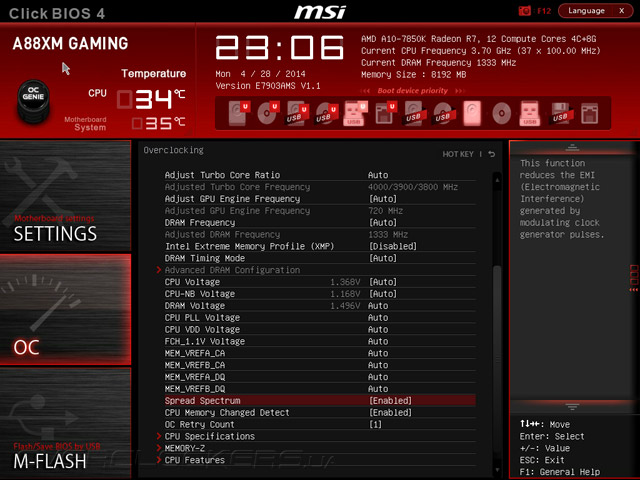 UEFI Setup MSI A88XM Gaming