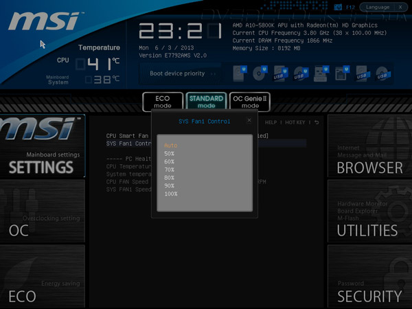 UEFI Setup MSI FM2-A75IA-E53