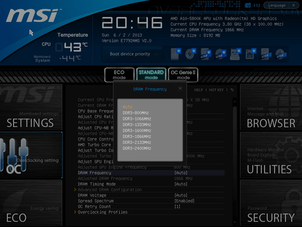 UEFI Setup MSI FM2-A75IA-E53