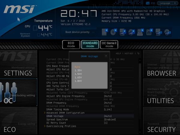 UEFI Setup MSI FM2-A75IA-E53