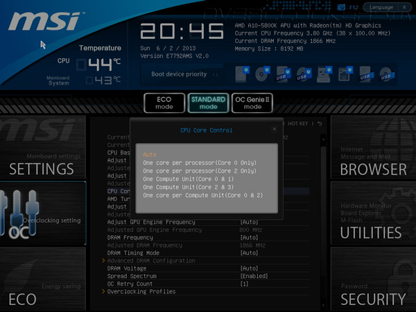 UEFI Setup MSI FM2-A75IA-E53