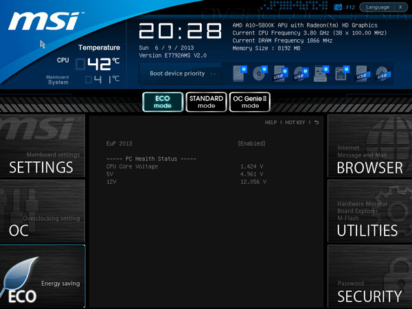 UEFI Setup MSI FM2-A75IA-E53