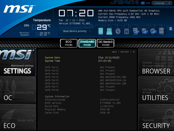 UEFI Setup MSI FM2-A85XA-G65