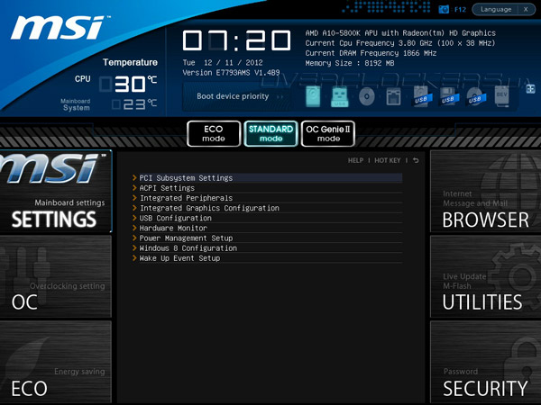 UEFI Setup MSI FM2-A85XA-G65