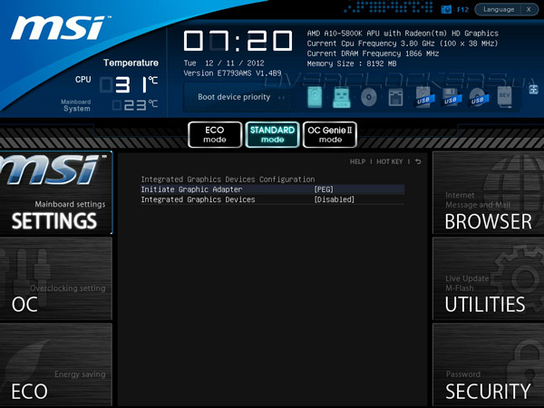 UEFI Setup MSI FM2-A85XA-G65