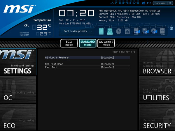 UEFI Setup MSI FM2-A85XA-G65