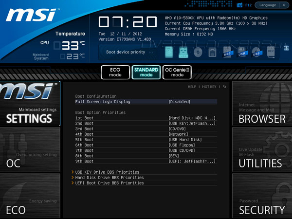 UEFI Setup MSI FM2-A85XA-G65