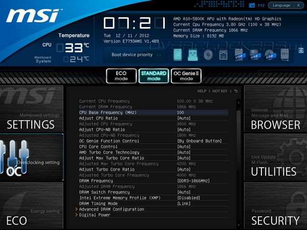 UEFI Setup MSI FM2-A85XA-G65