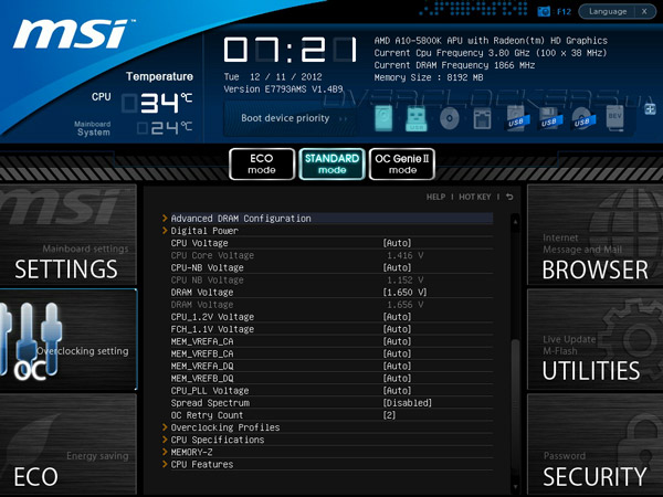 UEFI Setup MSI FM2-A85XA-G65