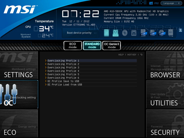 UEFI Setup MSI FM2-A85XA-G65