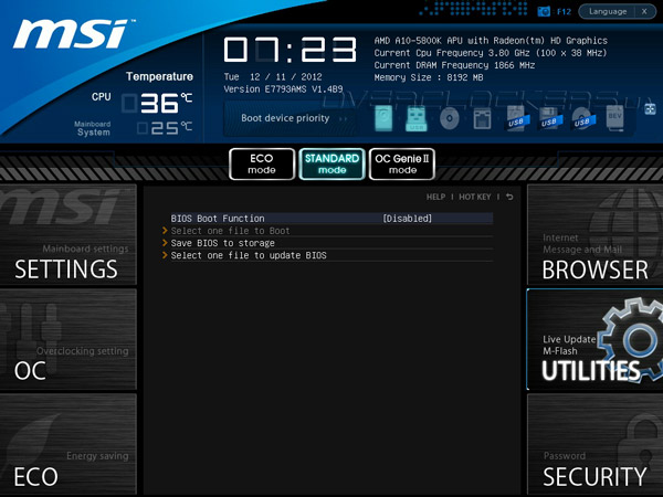 UEFI Setup MSI FM2-A85XA-G65