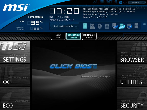 UEFI Setup MSI FM2-A85XMA-E35