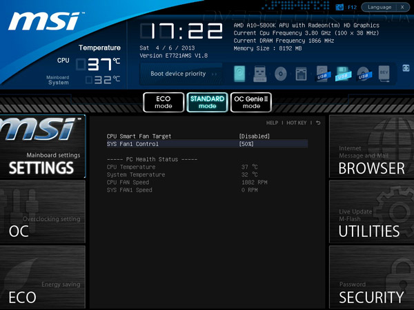 UEFI Setup MSI FM2-A85XMA-E35