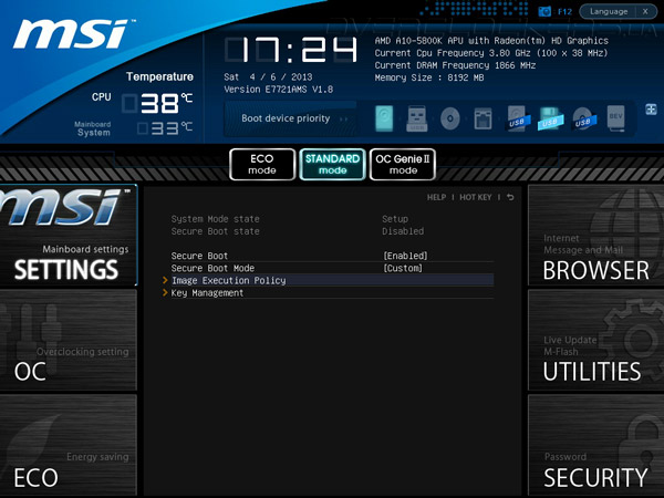 UEFI Setup MSI FM2-A85XMA-E35