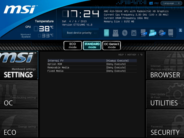 UEFI Setup MSI FM2-A85XMA-E35