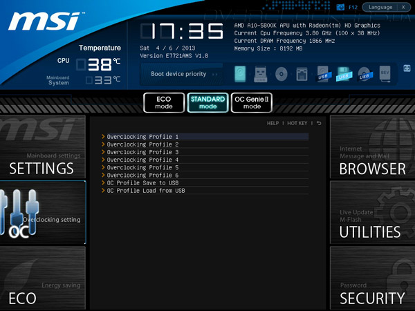 UEFI Setup MSI FM2-A85XMA-E35