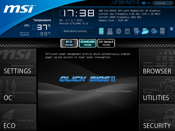 UEFI Setup MSI FM2-A85XMA-E35