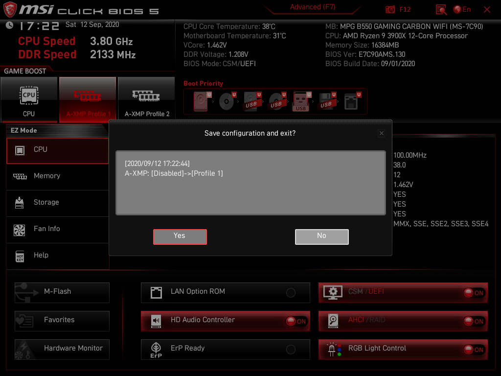 MSI MPG B550 Gaming Carbon WiFi